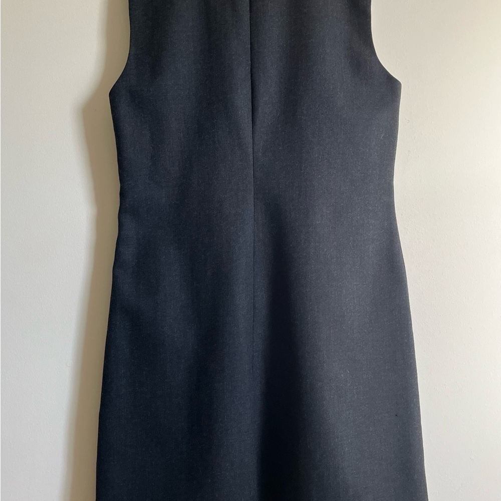 VTG Laura Ashley Charcoal Gray Lined Wool Shift Dress Made in the UK US Size 4 - Picture 4 of 13